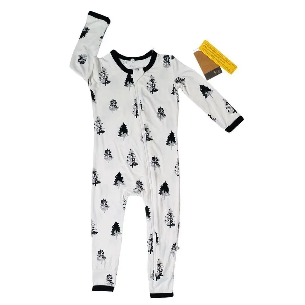 Kyte Baby Bamboo‎ Christmas Trees White Midnight Romper Longalls 2T Winter NWT